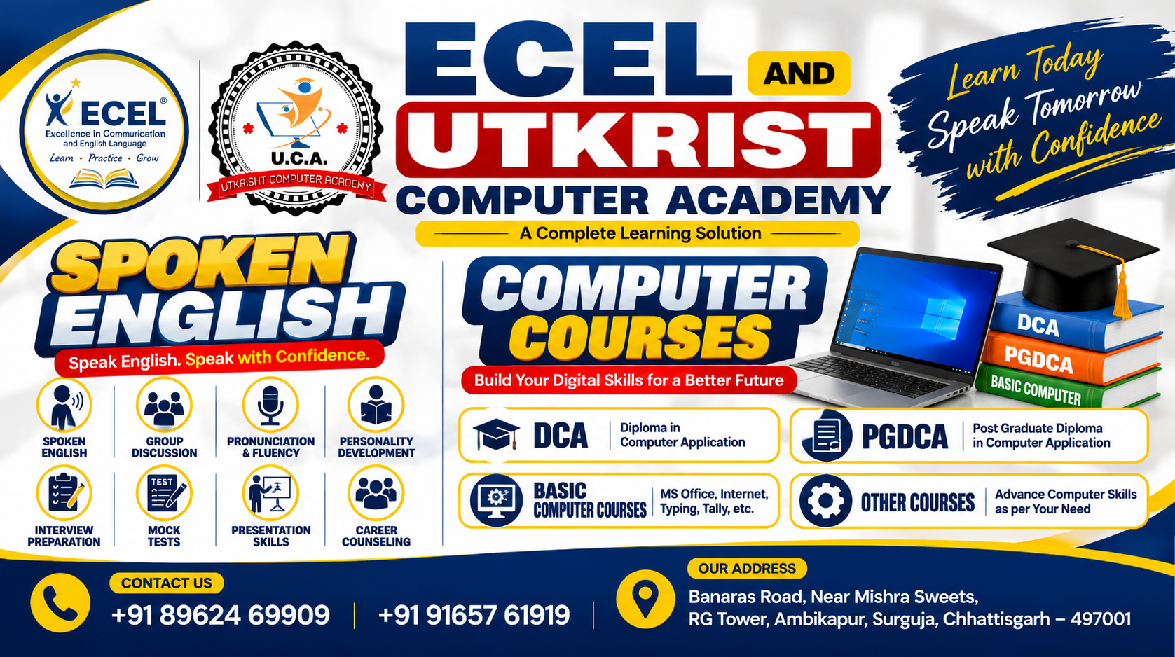 ECEL and Utkrist Computer Academy Official Banner - Ambikapur